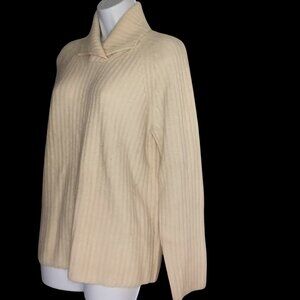 Lauren Ralph Lauren VTG Womens L Light Academia Cream Chunky Ribbed Sweater